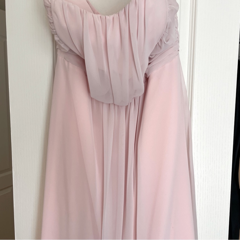 Pale pink chiffon long prom / bridesmaid / cocktail dress